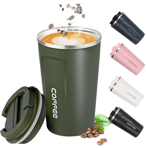 Travel Mugs, Shunshi Insulated Coffee Cup with Leakproof Lid - Reusable Coffee Cups Travel - Car Coffee Cup - Stainless Steel Thermal Mug for Hot and Cold Coffee Water and Tea.380ml(Green)