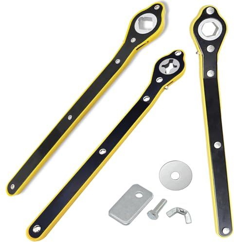 QISF 3Pcs Car Jack Wrench Set, 360° Swivel Labor-Saving Car Jack Ratchet Wrench Cross-shaped Hex-shaped Rhombus-shaped with Long Handle, Scissor Jack Lift Speed Handle Tool for Travel, Van, SUV & More