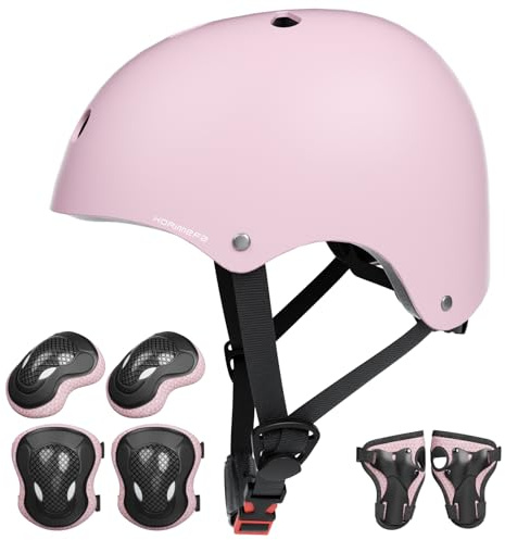 KORIMEFA Casco Bici Protezioni Set per Bambini Ginocchiere Gomitiere e Protezione Polso per Bambini da 3-13 Anni, Casco per Hoverboard, Pattini in Linea, BMX e Bicicletta
