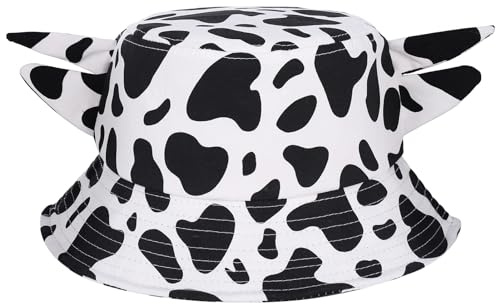 GGSTDDUP Cow Print Bucket Hat Cute Bucket Hat Beach Fisherman Hat Black
