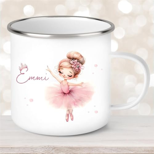 Tasse Ballerina #3 Wunschname Emaille Kinderbecher personalisiert