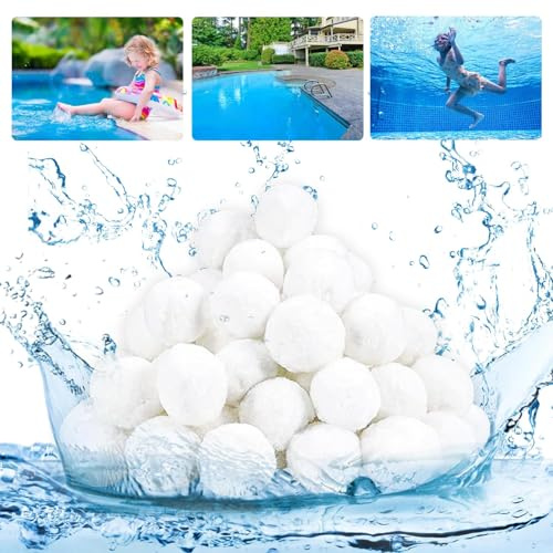 Pool Filter Balls, 3.1 lbs for Sand Filter, Eco-Friendly Fiber Media Equals 100 lbs Pool Filter Sand, Reusable Filter Media Balls, Higher Efficiency Water Filtration for Swimming Pool