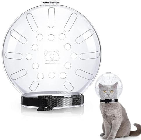 Museruola traspirante per gatti, con cappuccio anti-morso trasparente, anti-morso, casco astronauta, museruola regolabile per gattini, viso per animali domestici per evitare che i gatti mordano e