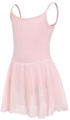 Eisnnu Mädchen Ballettkleidung Ärmellos Balletttrikot Verstellbarem Riemen Tanzkleid Baumwolle Ballettanzug Ballettbody mit Chiffon Rock Tütü 2-14 Jahre