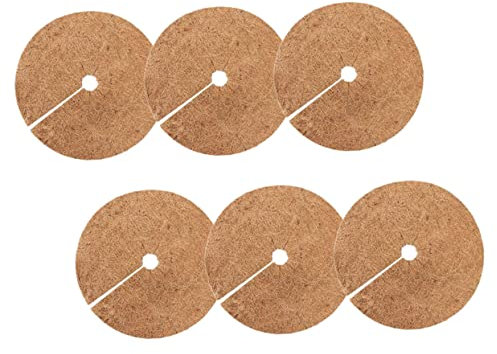 ORFOFE Kokosfaser Mulchring 20cm Pflanzenschutzring Mulchunterlage Natürliche Atmungsaktive Pflanzenschutzmatte Frostbeständig Für Blumentöpfe Und Gartenpflanzen 6 Stück