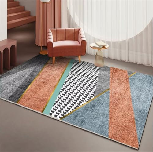 RUGMRZ Vorzimmer Teppich 250x300CM Teppich+Wohnzimmer Für Küche Blau Grauer, moderner Bodenschutzteppich mit geometrischem Muster