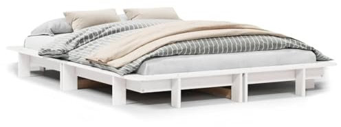 Juroupi Massivholzbett ohne Matratze Weiß 120x200 cm Holz Bett Massivholzbett Bed Frame Bettgestell Bett Holz Kiefernholz - 850663