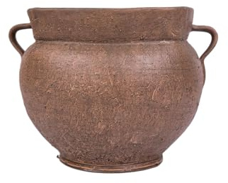 Genérico Maceta de Barro rústico Artesanal Modelo Coco de 2 Asas de 25x28cm. para Exterior e Interior