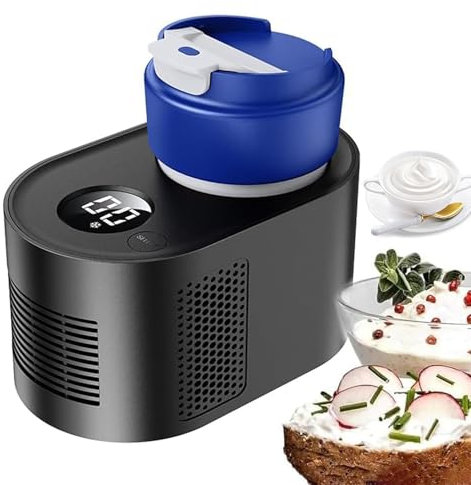 Macchina for yogurt digitale automatica, yogurtiera intelligente con display LCD, funzione di raffreddamento e riscaldamento, yogurtiera multifunzionale con vaso interno in vetro e controllo timer, ma