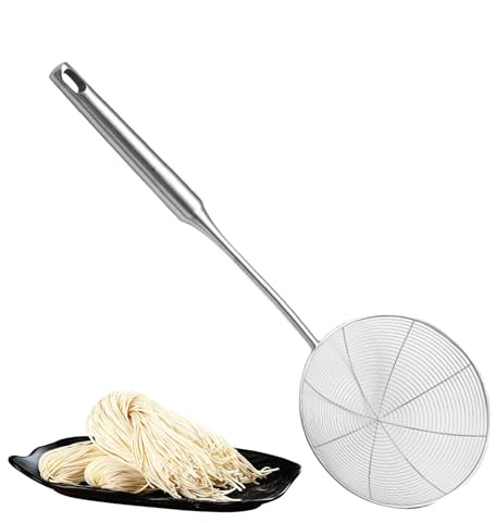Schiumarola a ragno in acciaio inox, cucchiaio per schiumare grassi, colino per alimenti da cucina, schiumarola con manico per cucinare e friggere