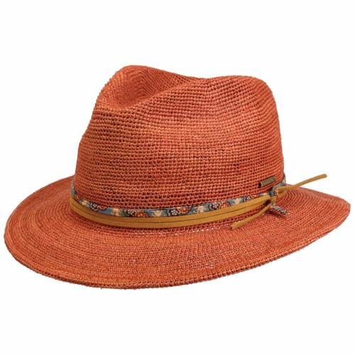 Stetson Crochet Traveller Strohhut Damen Sommer Herren rost L (58-59 cm)