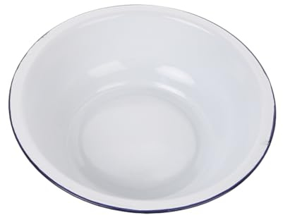 HOMSFOU Emaillierte Rührschüssel aus Verstärktem Emaille 32cm Weiß Vielseitiges Waschbecken für Gemüse und Teig Langlebige Vintage Küchenschüssel für Familien und Backen
