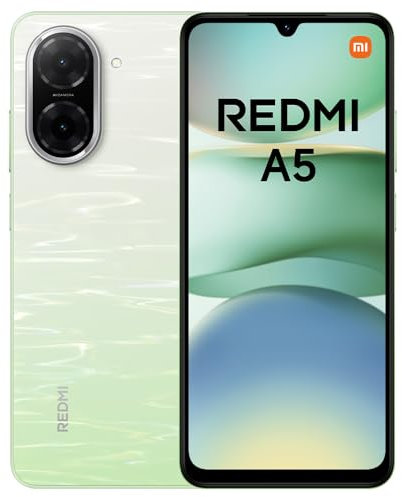 Xiaomi Smartphone Redmi A5-4GB+128GB, Display HD+ da 6,5 pollici, batteria 5000mAh, Android 13 Go Edition, Dual SIM - Verde