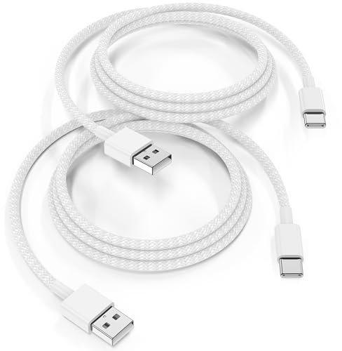 Cable USB C pour iPhone 16 15 Pro Max Plus,USB C vers USB Charge Rapide [2M/Lot de 2] Câble USB Type C Cable Voiture pour Apple CarPlay Compatible avec Samsung S25 S24 S23,iPad Pro