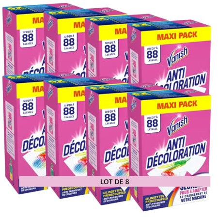 Vanish Lingettes Anti Décoloration Sécables - lot de 8 x 44 lingettes