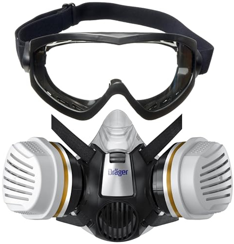 Dräger X-plore 3300 Painter's set with A2P3 combi filter & X-pect 4200 full-vision goggles, for painters & varnishers, reliable protection against vapours, gases and fine dust, size S