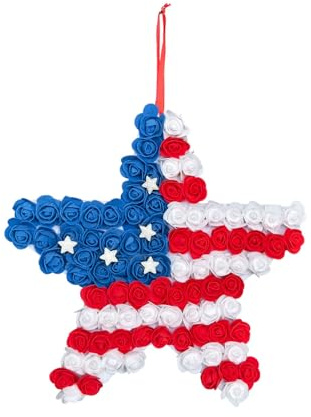 Corona en forma de flor personalizada con forma de estrella para decoración de árbol, decoración temática del Día de la Independencia, adorno festivo en forma de estrella