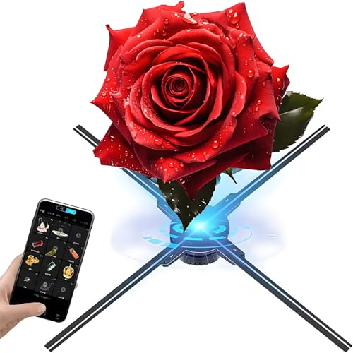 PxkVrin 3D-Hologramm-LüFter, BildfäCher-Spinner, mit 224 LED-Lichtperlen, für Ausstellungen, Einkaufszentren, Weihnachten Halloween. 56cm-22.05in