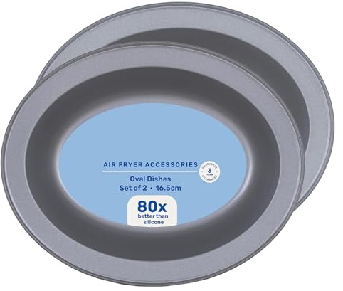 Pluto Packaging Air Fryer Oval Non-Stick Baking & Roasting Pie Dish | Easy To Clean Dishwasher Safe