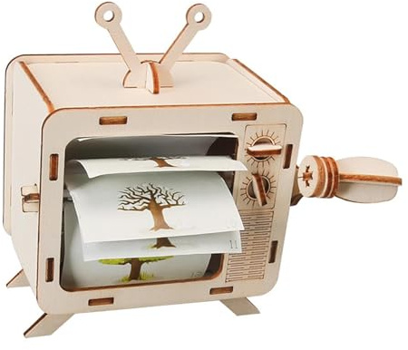 TTETTZ Kit Modello di Macchina per Animazione a Manovella Fai da Te, Giocattolo Sperimentale in Legno