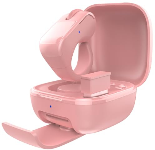 Générique Souris Anneau Bluetooth – Pavé Tactile et Récepteur USB – Boîtier Rechargeable – Ordinateur Portable, Tablette et Smartphone – Design Compact pour Défilement et Navigation Facile (Rose)