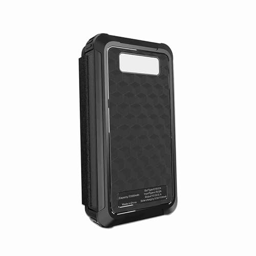 Fdit Banque D'énergie Solaire 30000 MAh Haute capacité Portable Pliable étanche Chargeur Batterie Externe pour Camping en Plein Air Randonnée, Matériau ABS