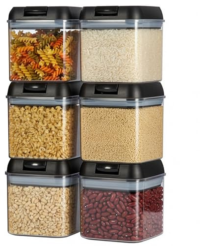 SUNNYNEST 6-Piece Airtight Food Storage Container Set 550ML/10CM Airtight Food Storage Containers Set Kitchen Pantry Organization Canisters with One-handed Leak Proof Lids for Flour Sugar Coffee Dry