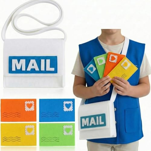 Libima Valentine Felt Mailbox with Envelopes for Kids Valentine Mail Bag 10 x 8 Inches for Boys Girls for Party Favors, Classroom Activities Exchange Gifts, Greeting Cards, Postman Game(White)