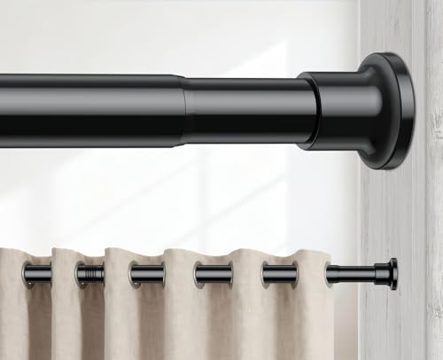 BSYXLSX Gardinenstange Zum Klemmen,75-125cm Schwarz,Ø 25 mm,Klemmstange | Ohne Bohren Montieren,Keine Beschädigung der Wände,Teleskopstange Zum Klemmen für Fenster,Balkon