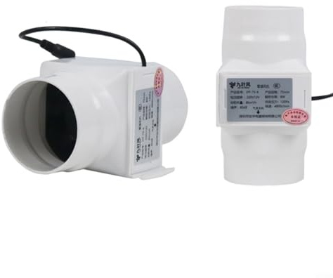 CWOQOCW Ventilador de escape de conducto en línea de 75 mm/100 mm, extractor en línea, ventilador de ventilación de bajo ruido de 12 V para cocina, baño, invernadero (3 pulgadas 75 mm)