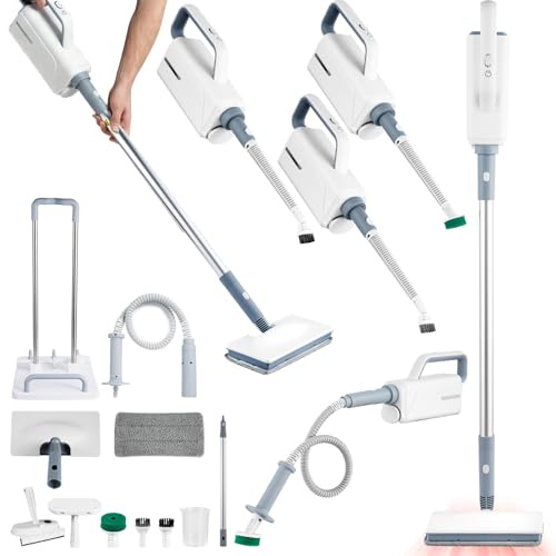 Steam Mop with Detachable Handheld Steam Cleaner, 15 Second Heat-Up, 350ml Capacity, 230°F 1500W Powerful Floor Steam Mop with 10 Accessories, for Hardwood Floors, Grout, Carpet