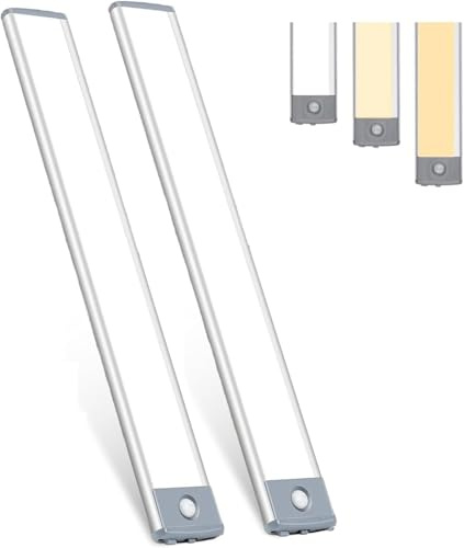 FOGOIN Kleverlicht-Magnetische Bewegungssensor Lampe, Slim Design Dimmbare Unterbauleuchten für Küche, Kleiderschrank, Treppe, 2 Stück USB-Aufladbare Led-Schrankleuchten mit Bewegungsmelder