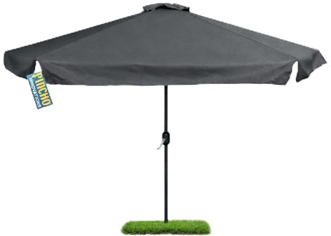 Pincho Sombrilla Terraza Exterior 330cm, Sombrilla Jardín Grande con Ventana Superior, Tela Poliéster 170gr/m2, Aluminio, Protección Solar UV50+ (ANTRACITA 330 CM)