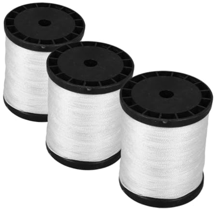 Lurrose 3 Rolls Nylon Masonry String Line Strong Flexible Construction Twine for Bricklaying Building Projects White Nylon Cord 0.195kg