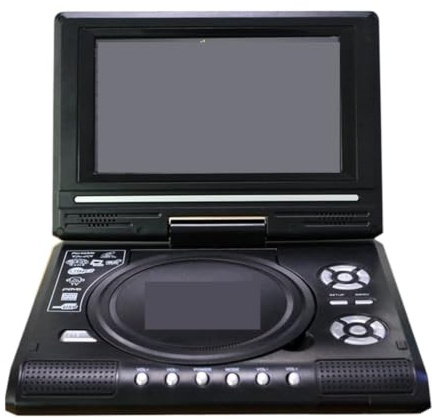 Lettore DVD portatile con schermo LCD girevole HD da 7,8 pollici, funzione mini TV, lettore DVD/VCD/CD/MP3, supporto USB e scheda SD, ingresso/uscita AV, batteria ricaricabile integrata per uso
