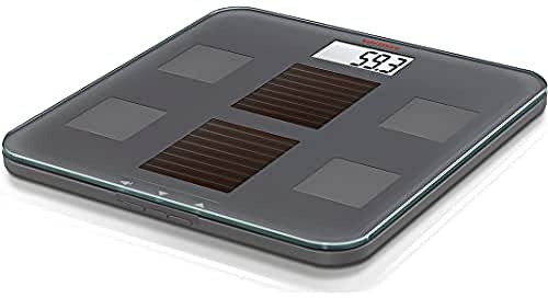 Soehnle Balance pèse personne Solar Fit, Balance numérique sans pile, fonctionne avec la lumière naturelle et artificielle uniquement, Balance qui détermine le poids, la teneur en eau et en graisse
