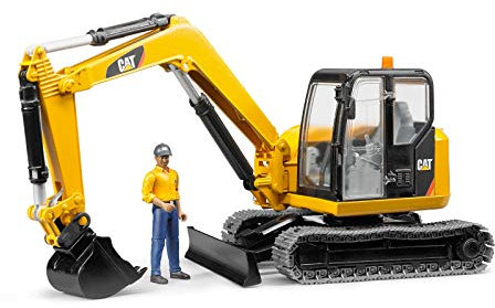 bruder 02466 - Cat Minibagger mit Bauarbeiter - 1:16 Baufahrzeug, Baustelle, Löffelbagger, Arbeiter, bworld, Baumaschine, Spielzeug