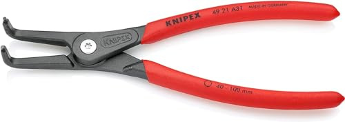 KNIPEX Präzisions-Sicherungsringzange für Außenringe, 49 21 A31 SB | auf SB-Karte, Ring-Ø 40-100 mm, Spitzen-Ø 2,3 mm, gewinkelt 90°, Sprengringzange, Seegeringzange