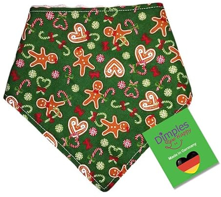 Dimples Hundehalstuch - Weihnachten Lebkuchen Männchen - Halstuch, Bandana, Dreieckstuch für Hunde Welpen und Katzen - Tier Handgemachtes Accessoire 55cm