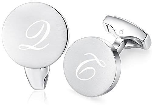 Honey Bear Briefe Initialen Buchstabe manschettenknöpfe Herren Edelstahl Hochzeit Cufflinks Manschettenknopf Gebürstetes Silber (Q)
