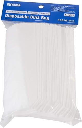 Iris Ohyama, Confezione da 25 sacchetti per il vuoto, 0,3 L, Antibatterico, Deodorante, trattamento Ag+, Per IC-SLDCP5, IC-SB1, KIC-SLDC4 - Dust Bag for Vacuum Cleaner IC-SB - Bianco