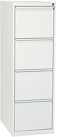 Schrank & Stuhl Hängeregisterschrank einbahnig – Hängemappenschrank mit 4 Schüben für DIN A4, abschließbar, Lieferung komplett montiert, 132 x 40 x 62 cm, Weiß