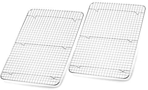 Foraineam 2-Pack Stainless Steel Cooling Rack, 11.5 x 16.5 inch Large Baking Rack Fits Half Sheet Pans, Oven Safe Wire Rack for Cooking, Roasting and Drying