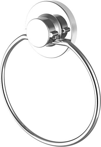 Cornat Porte-serviettes 3 en 1 – Anneau – 3 options de fixation différentes avec ventouse, tampon adhésif et perçage – Chromé/Crochet adhésif/Porte-serviettes pour serviette d'invité / T340255