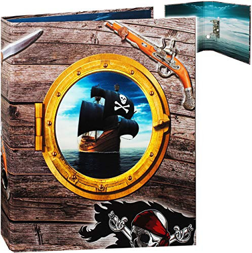alles-meine.de GmbH 3D Effekt großer A4 - Ordner/Ringbuch/Sammelordner - Pirat - Piratenschiff - Aktenordner - Ringordner für Dokumente / 2 Ringe - 6 cm breit - Mechanik - ..