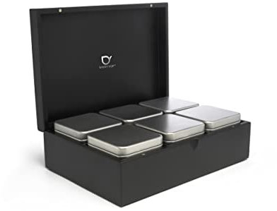 Bredemeijer großes schwarzes edles Teebox Set 7-teilig inkl. 6 Teedosen, Schwarz