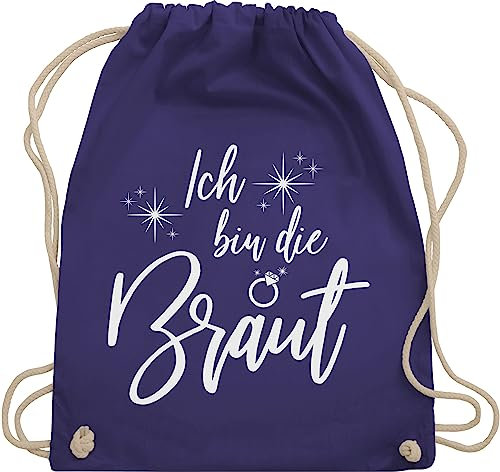 Shirtracer Turnbeutel Rucksack - JGA Junggesellenabschied Frauen - Ich bin die Braut Bride - Unisize - Lila - hen party accessories brauttaschen jungesselnabschied juterucksäcke brautbeutel