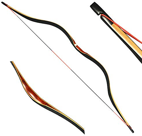 MILAEM Bogenschießen Recurve Bogen Einteiler Traditioneller Holz Langbogen Jagdbogen Handgefertigt 20-50lbs Sportbogen für rechte und Linke Hand