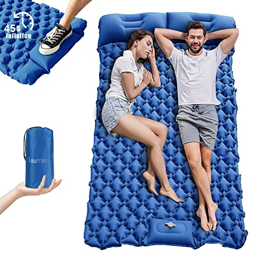 Gute Materassino da campeggio per 2 persone, per esterni, materassino autogonfiante, ultraleggero, extra largo, con pompa a pedale, per zaino da trekking, spiaggia, 125 x 200 cm