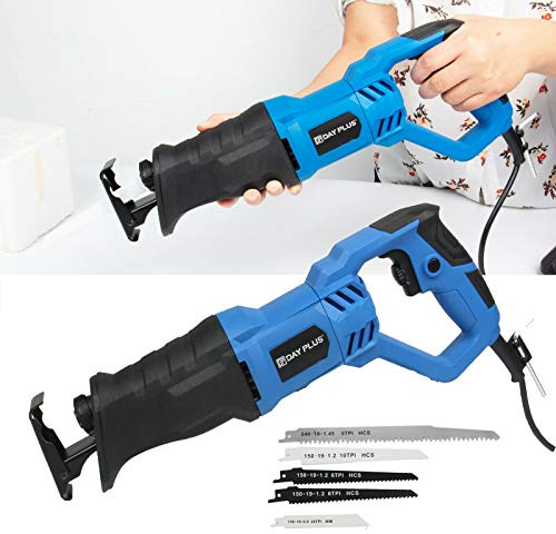 Corded Electric Reciprocating Saw, Wood Metal Cutting Recip Hand Held, 900 W with LED, Ergonomic Twist Handle, Variable Speed 0-2800 SPM, 5 Saw Blades